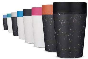 Circular & Co Insulated Reusable Coffee Cup - 8oz/227ml - Small Travel Mug - 100% Leakproof & Lockable - Push Top, One Hand Open, 360 Drinking Coffee Tumbler - Recyclable - BPA Free, Dishwasher Safe