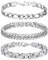 LOCCY Armband Herren, 3 Stück Silber Edelstahl Herrenarmbänder Panzerkette Armband Königskette Armbänder Figaro Armbänder Glieder Link Armkette für Männer Jungs (3 Stück-Silber-6mm, Zentimeter, 21)