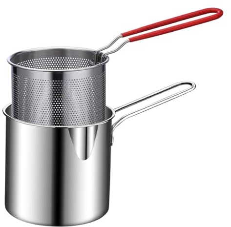 Großer Pommes Kochtopf Mit Frittierkorb, Frittiertopf Friteuse Frites Kochtopf Frittierpfanne Pommestopf Fritteuse Feinmaschiger Ölabschäumer Für Die Küche Zu Hause