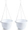 AC - Pack de 2 macetas Redondas Colgantes de plástico, Tiesto, macetero, Recipiente para Plantas, Flores, balcón, terraza, hogar, Fabricada en España (Blanco, 25 x 15 cm)
