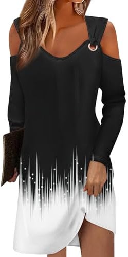 Temu Shop Kleidung Damen Sommerkleid Damen Leicht Blumenkleid Damen Maxi Kleider Für Damen Sommer Langarm V-Ausschnitt Strandkleid Rückenfrei Blumen Bedruckt Hippie Kleid Musselin Kleid (Schwarz, Xl)