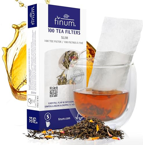 finum® 100 TEA FILTERS S Teebeutel Für Losen Tee aus Papier Biologisch Abbaubar Teefilter Papier FSC Zertifiziert Filterbeutel Für Tassen und Kannen (48)