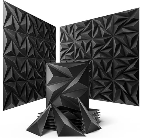 Sonicism Wandpaneele, Pyramiden-3D-Wandpaneele, kreatives Schneiden, PVC-Wandpaneele für Innenwanddekoration, feuerfest, Wandfliesen für verschiedene Szenen, 48 Stück, 1,8 x 30,8 x 30,8 cm,