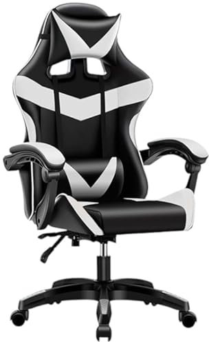 Mi Ko Mi Ka Silla Gaming para Escritorio, Oficina y Juegos Online Giratoria. Silla Cómoda de Altura Ajustable para Gaming ergonómica, de Piel sintética (SILLA-GAMING-813-BLANCO)