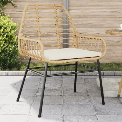 ShGaxin Gartensessel mit Kissen, 2 Einheiten, braunes Polyrattan, Stühle für den Außenbereich, Terrassenstühle, Balkonstühle, Outdoor-Gartenstühle, Terrassenstuhl – 369094