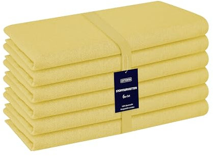 Cottoniva 6er-Set Stoffservietten - Für Familienessen, Feste, Partys & den täglichen Gebrauch - Weich Gemütlich Maschinenwaschbar 100% Baumwolle Servietten 43x43 cm Gelb