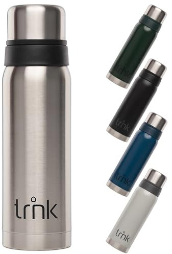 trnk Outdoor Thermosflasche polar 2 - Edelstahl Thermoskanne 750ml - BPA-frei - Thermos hält 24 Stunden heiß - Deckel mit 2 Trinkbechern - Spülmaschinenfest (sturmsilber)