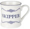 Campfire Style Crew Mugs Coffee & Tea China Mug, Nautical Design White & Blue, Holds 275ml (Skipper)