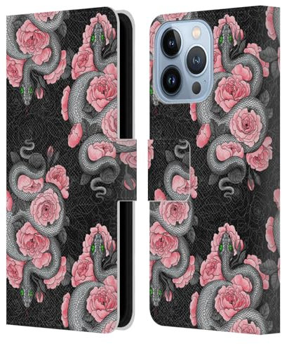 Head Case Designs Licenza Ufficiale Katerina Kirilova Serpenti E Rose Grafica Custodia Cover in Pelle a Portafoglio Compatibile con Apple iPhone 13 PRO