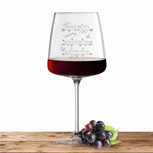 Deitert Schott Zwiesel Rotweinglas 710ml mit Motiv graviert - Vivid Senses - Rotweinglas als Geschenk für Frauen und Männer - Motiv (Guter Tag, Schlechter Tag, FRAG Nicht!)