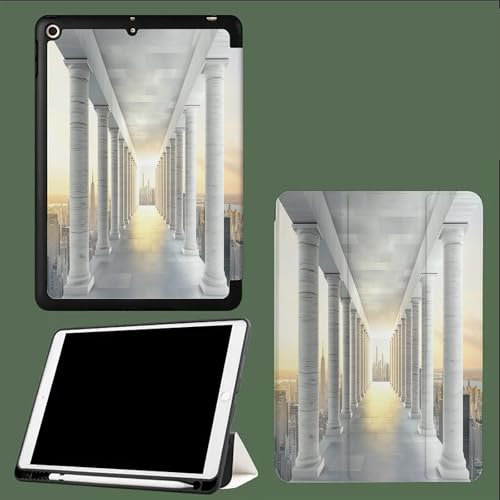 Custodia per iPad 10,2 Pollici,2021/2020/2019 Modello,9/8/7 Generazione,Ultra Sottile Leggero Smart Cover Tri-fold Supporto Cover con Auto Svegliati/Sonno Pilastro Bianco