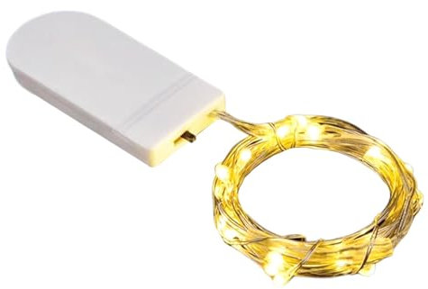 Catena di luci decorative, a LED, a batteria, in rame, 1 metro, impermeabile, per pari, matrimoni, Natale, decorazione (con 2 batterie a bottone)