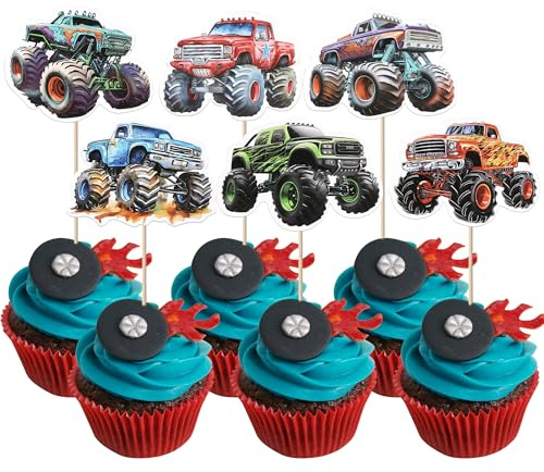 SYKYCTCY 36 Pack Racing Car Cupcake Toppers Fighting Race Car Cupcake Picks Boys and Girls' Birthday Racing Sports Cupcake Decorations Baby Shower Birthday Party Supplies (Color-09)