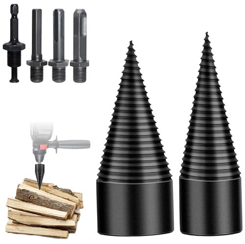 Herbst Set di 2 spaccalegna a vite coniche con 4 manici da 42 mm + 32 mm, cono per spaccalegna per legno spaccalegna spaccalegna per legno colonne per trapano