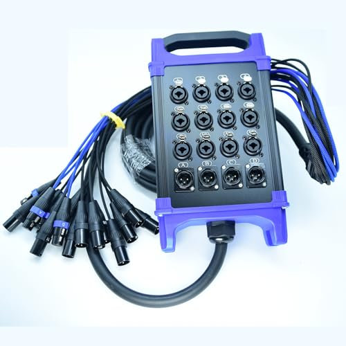 12 Send Female 4 Return Male 16-Channel Low Profil XLR 1/4 TRS Send Sub Combo Splitter Snake Cable 100ft