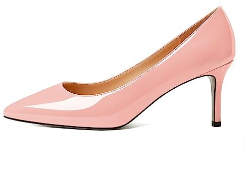 EDEFS Pumps Slip On 6cm Kittenabsatz mit Spitzenzehen Elegant für Trauung/Büro/Prom Lack Rosa EU38