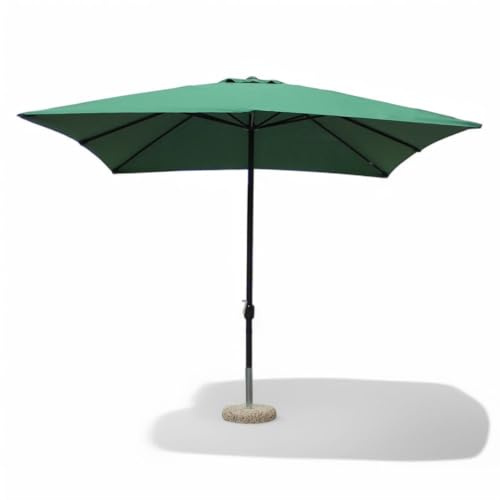 Briconess.com Quadratischer Sonnenschirm, grün, 3 x 3 m, mit drehbarer Stange aus Metall und Bespannung aus Polyester