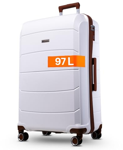 Cocoono Graz Koffer Groß 97 Liter Volumen - mit TSA Schloss, Koffer & Trolleys, Reisekoffer, Hartschalenkoffer, Hartschalenkoffer Groß, Trolley, Koffer XL, Reisekoffer mit Rollen Groß (weiß, XL)