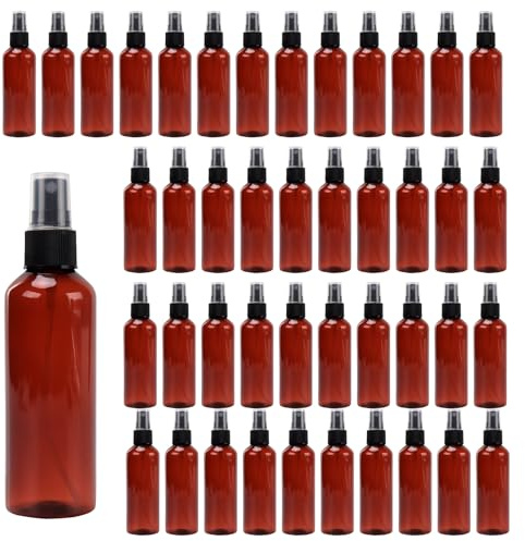 KEILEOHO 40 botellas pulverizadoras pequeñas de 100 ml de plástico con cabezal pulverizador negro, botella vacía para alcohol, cuidado corporal, líquido, cosmética, perfume