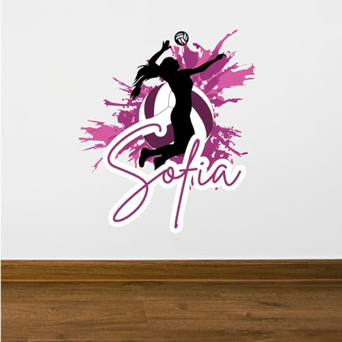 Adesivi Murali Riutilizzabili Grandi Scritte Personalizzate con Nome Adesivo da parete per muro Wall Decal Stickers Decorazioni per Casa Camera da Letto Bambini Tema Pallavolo