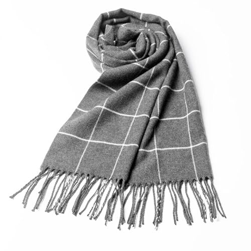 CINGHIA Schal Damen Winter,Kaschmir-Imitat Schals für Damen,Karierter Schal Schwarz mit Fransenschal,Herbstschal Schaal Dicker,Langer Warmer Winterschal für Damen und Herren 190 x 35 cm