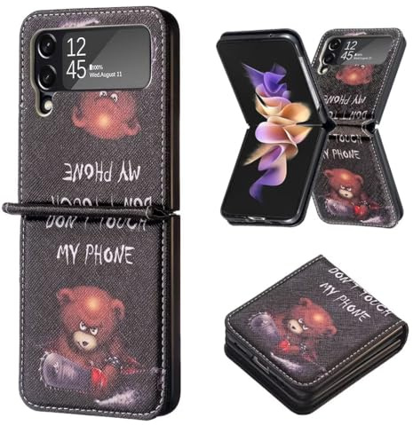 KRjcsfhy für Samsung Galaxy Z Flip7 Handy hüllen, Case Schutzhülle HandyHülle Hülle Leder Cover Schutz Etui Handytasche Flipcover Tasche mit Ständer Brieftasche für Samsung Galaxy Z Flip7 Kleiner Bär