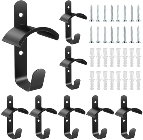 8 Stück Trensenhalter Pferd, Metall Sattelhalter Pferd mit Rostschutz Beschichtung, Schwarz Wandmontierter Pferde-Zaumzeughalter mit Haken und Schrauben, Gertenhalter für Stallungen Sattelkammern