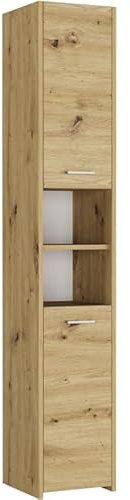 Framire Badezimmerschrank L-30 Artisan Eiche 30x30x170 cm – schmaler Hochschrank mit 2 Türen & 6 Regalen, Bücherregal für Bad & Flur, Modern L-30