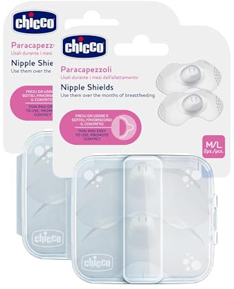 Chicco Paracapezzoli in Silicone, 4 Pezzi in 2 Confezioni, Tettarella Anatomica, Sterilizzabile in Microonde, Contatto Pelle a Pelle. Scegli la Taglia