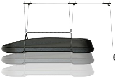 Garvee Hochwertig Deckenlift für Garage – 200 kg Tragkraft, 3-fach Seilzug, verstellbare Gurte, mit Auto-Lock-Bremse & Anti-Kratz-Haken – robuste Metallkonstruktion, ideal für Kajaks, Dachboxen,