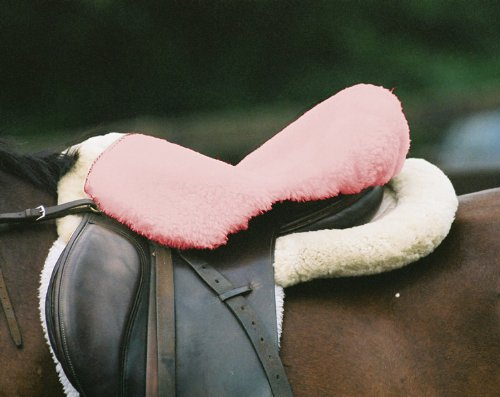 Engel Reitsport | Sattelsitzbezug Sattelauflage echtes Merino Lammfell SABEZ1-M-PIN für englische Reitsattel rosa Größe M