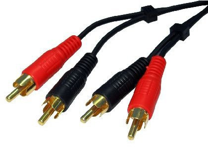 World of Data TWIN RCA (PHONO) Cinch Cable 15m - 24k Gold Plated - Male to Male - Left & Right Audio - Stereo Sound