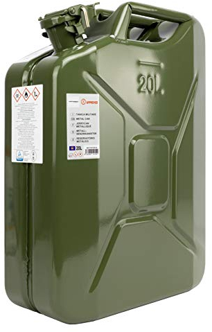 Motorkit Bidón de Combustible de Metal de 20 litros con cierre de bayoneta. Jerrycan color Verde Oliva