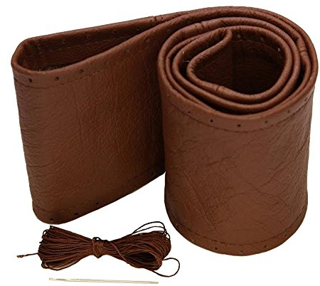myshopx Lenkradbezug BRAUN Lenkradschoner Echt Leder Ø 37-39cm/ 10,5cm
