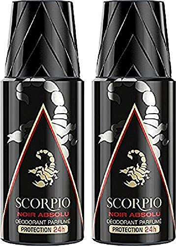 Scorpio - Déodorant Homme - Noir Absolu - Atomiseur 150 ml - Lot de 2