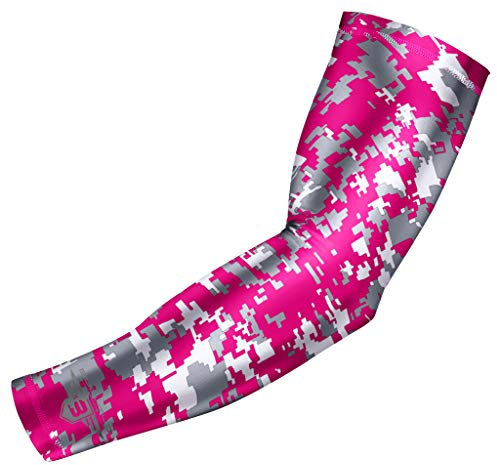 Bucwild Sports B Padded Compression Arm Protector Sleeve - Youth & Adult Sizes - Baseball Football Basketball Sports (1 Arm Sleeve) Pink Gray Camo