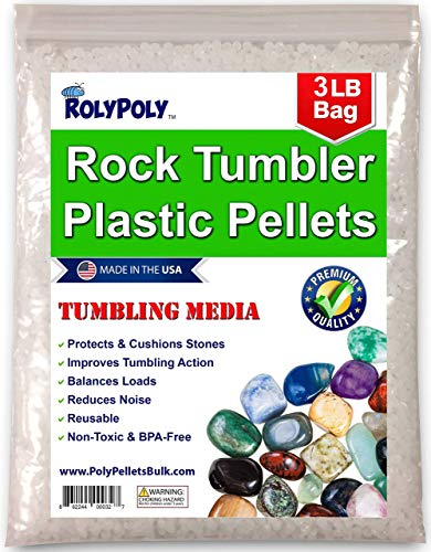 Roly Poly Plastic Pellets Rock Tumbling Media (3 LBS) for Stone Polisher, Filler Beads, Tumbler Supplies in Heavy Duty Resealable Bag