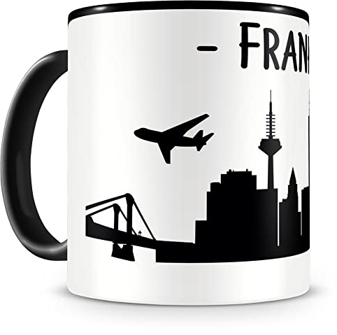 Samunshi® Frankfurt Skyline Tasse Kaffeetasse Teetasse H:95mm/D:82mm schwarz