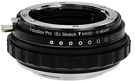 Fotodiox DLX - Adaptador de Montaje de Lente elástico Nikon Nikkor F Mount G-Type D/SLR a Sony Alpha E-Mount Cuerpo de cámara sin Espejo con helicoide de Enfoque Macro y filtros magnéticos