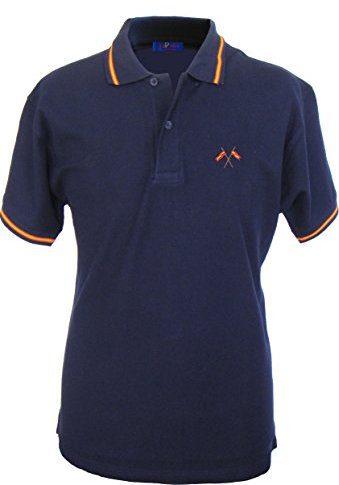 Pi2010 - Polo Hombre Azul Marino con Bordado Bandera de España en Pecho, Azul, 100% algodón (XL, Marino)