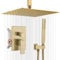 IRIBER Champagne Bronze Ceiling Mount Rain Shower System with 12 Inch Shower Head and Handheld Bathroom Brushed Golden Shower Set Contain Shower Faucet Mixer Brush Gold Trim Kit (Valve Included)
