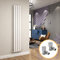 ELEGANT 1800 x 300 mm Vertical Column Designer Radiators White Single Flat Panel Modern Bathroom Central Heating Rad Tall Upright Radiator with Valves 15 mm