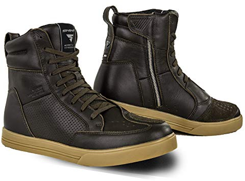 SHIMA Blake, Scarpe Moto Uomo | Rinforzate Stivali Moto Uomo in Pelle, Supporto alla Caviglia, Suola Antiscivolo, Impugnatura del Cambio (Marrone, 43)
