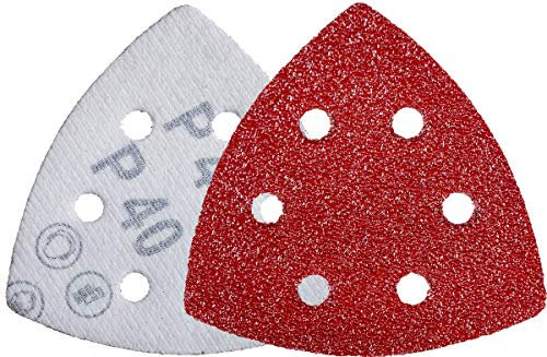 YoiYee - Confezione da 20 fogli abrasivi Delta con retro adesivo posteriore, gancio e anello triangolare, 6 fori, 93 x 93 x 93 mm, grana 40