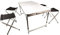 Lemodo Campingtisch mit Stühlen, Klapptisch Set 5-teilig, Campingmöbel klappbar, Esstisch höhenverstellbar, Picknicktisch 120 x 60 cm, platzsparender Koffertisch, leicht zu transportieren