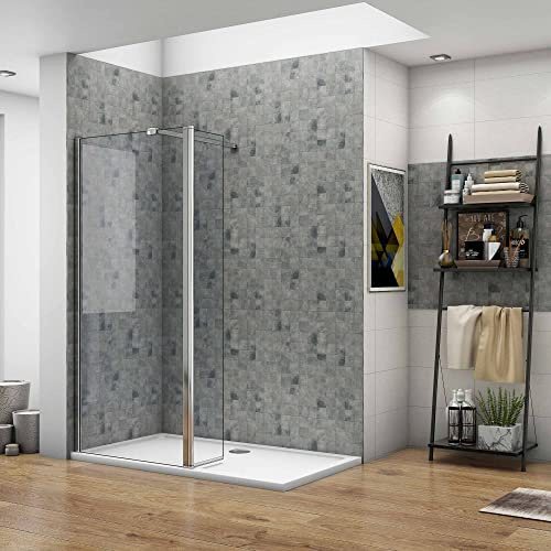 Walk in 110x200cm Fissa 70cm+Paretina 40cm 8mm Barra Stabilizzatrice 90cm | Paretina Mobile, Anticalcare, Temperato, in Vetro, Cromato Lucido, Doccia Walk In