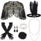 ELECLAND 10-teiliges 1920er Flapper Gatsby Accessoires-Set Fashion Roaring 20's Theme Set mit Stirnband, Kopfbedeckung, langen schwarzen Handschuhen, Halskette, Ohrringen für Frauen (Black Gold)