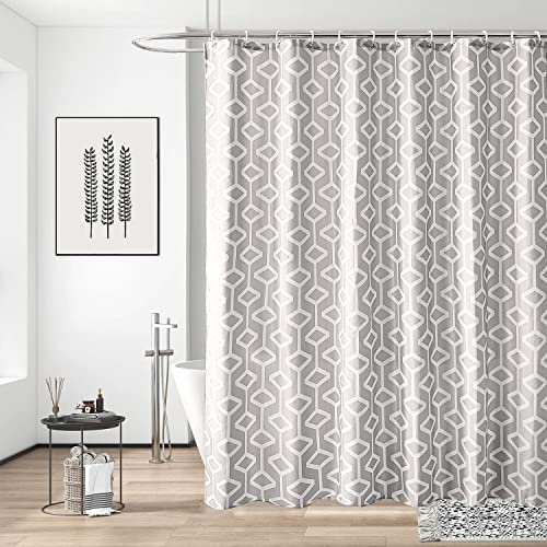 Trimming Shop Duschvorhang, Polyester-Gewebe, schimmel- und schimmelresistent, mit 12 Gardinenhaken, wasserdichter Badvorhang, 180 x 200 cm lang, waschbar, abstrakt, Grau