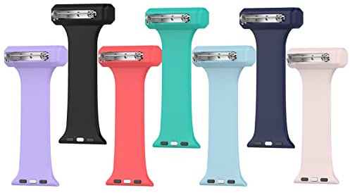Chofit Nurse Watch Brooch Straps, Soft Silicone Pin Fob Compatible with Apple Watch 38mm 40mm 41mm Strap, Replacement Band, 7-Pack (38mm/40mm/41mm)