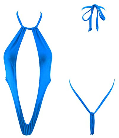SHERRYLO Micro Bikini Extreme Slingshot G String Sling Bikinis Slutty Exotique Maillot de bain String Maillot de bain Lingerie pour femme, bleu, Taille Unique